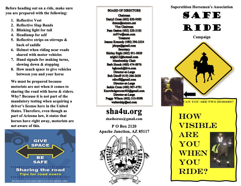 Brochure about safe horse riding